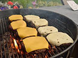 burgers on grill